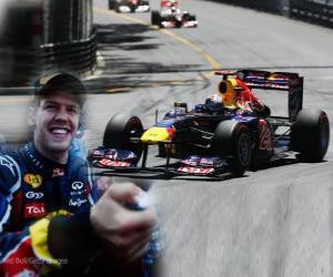 Puzzle Sebastian Vettel γιορτάζει τη νίκη του στο Grand Prix του Μονακό (2011)